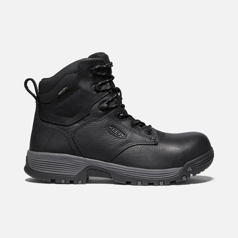 Keen Chicago 6" Waterproof Arbejdsstøvler Herre Sort | HKTIB-9715