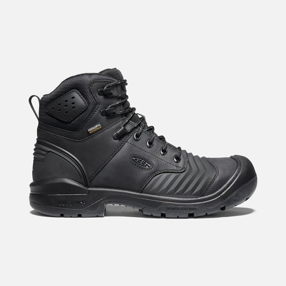 Keen Portland 6" Waterproof Arbejdsstøvler Herre Sort | BJELP-4503