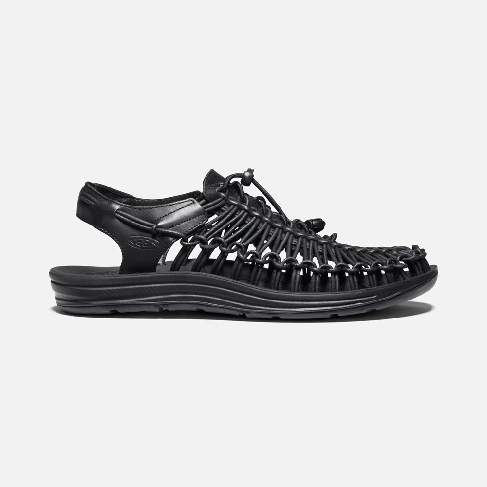 Keen Uneek Premium Læder Sandaler Herre Sort | PYSNI-5092
